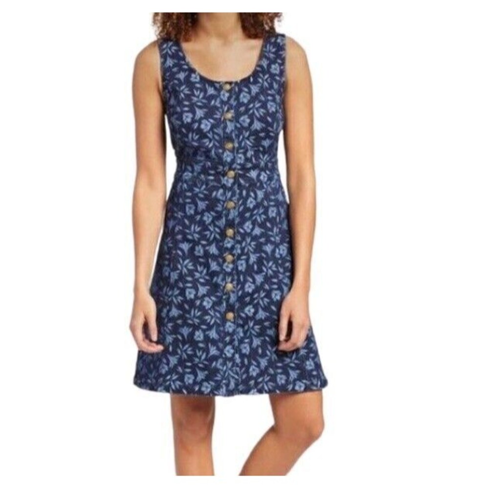Draper James Navy Leaf Print Mini Dress